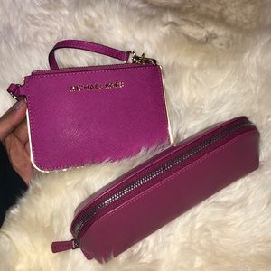 Michael Kors magenta wallet + matching pouch